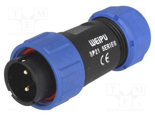 Ficha, SP21, macho, PIN: 2, IP68, 7÷12mm, 30A, so.