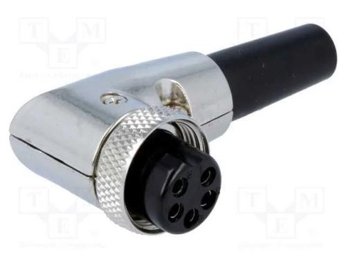 Ficha, de microfone, f&ecirc;mea, PIN: 5, com cabo, ang.
