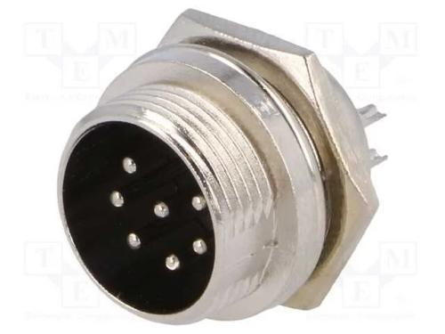 Tomada, de microfone, macho, PIN: 7, para painel