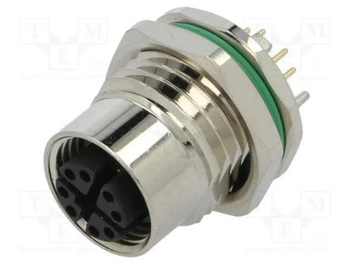 Tomada, M12, Pin: 8, Fêmea, Código X-Profinet, Tht, Ip67, 48v, 0,5a