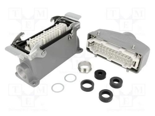 Conector: HDC, macho + fêmea, S-E, PIN: 24, 24+PE.
