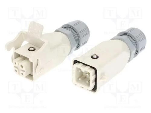 Conector: HDC, macho + fêmea, PIN: 4, 3+PE, taman.