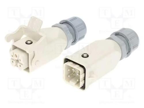 Conector: HDC, macho + fêmea, PIN: 5, 4+PE, taman.