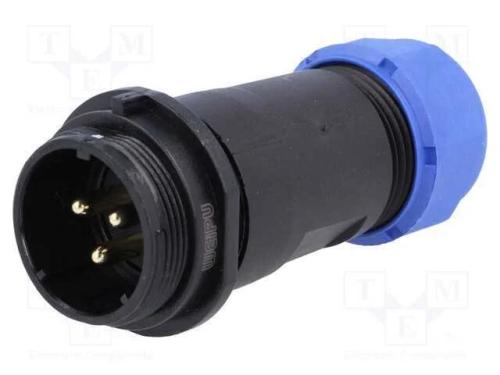 Ficha, Sp21, Macho, Pin: 3, Ip68, 7&divide;12mm, 30a, Solda, com Cabo, 500v