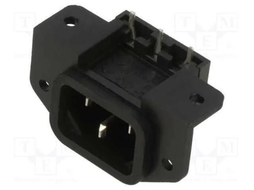 Conector: de alimentação, tomada, macho, 10A, 250.