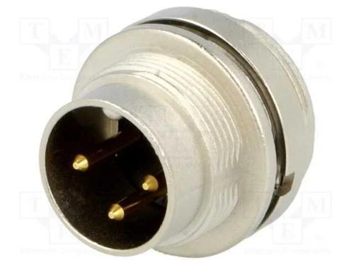 Conector: M16, Tomada, Macho, Solda, Pin: 3, 5a, .