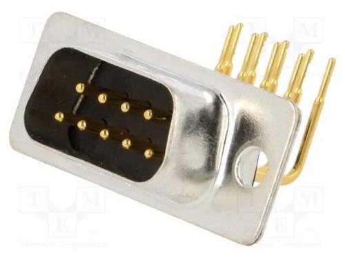 D-Sub, PIN: 9, tomada, macho, para PCB, angulares.