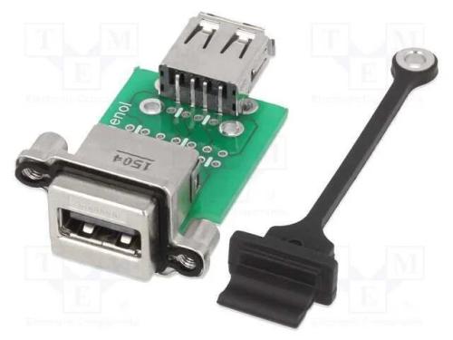 Tomada, Adaptador, Musb, para Painel,Roscado, Solda, com a Tampa