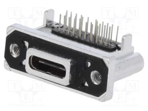 Tomada, Usb C, Tht, Angulares 90, Usb 3.1, Ip67, Dourado, 5a