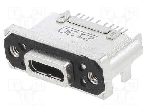 Tomada, Usb C, Tht, Pin: 24, Simples, Ip67, Dourado, M2,5