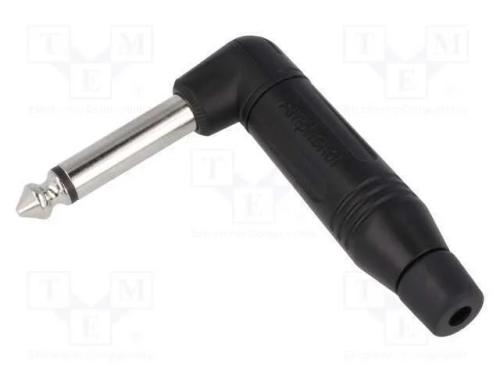Ficha, Jack 6,3mm, macho, mono, faixas: 2, angula.