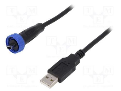 Cabo-Adaptador, Usb a Ficha,Usb B Mini Pino (Estanque), Ip68