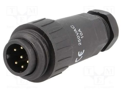 Ficha, Wa22, Macho, Pin: 7, 6+Pe, Ip67, 9&divide;10,5mm, 10a, Solda, 250v