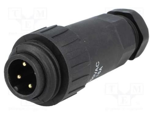 Ficha, WA22, macho, PIN: 4, 3+PE, IP67, 5÷6,5mm, .