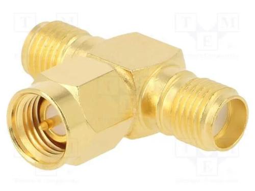 T- conector, macho SMA,SMA fêmea x2, T, 50O, PTFE.