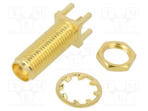 Tomada, SMA, fêmea, simples, 50O, THT, para PCB, .