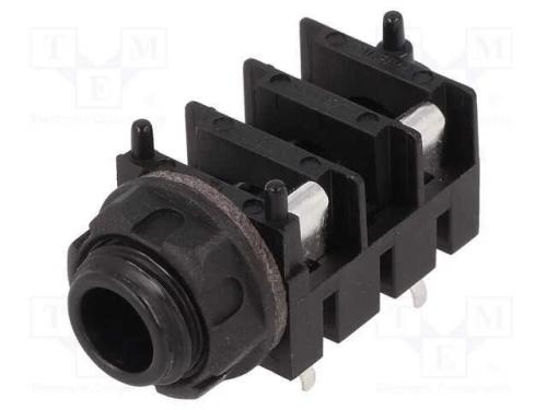 Tomada, Jack 6,3mm, Fêmea, Mono,Com Interruptor Duplo, Faixas: 2