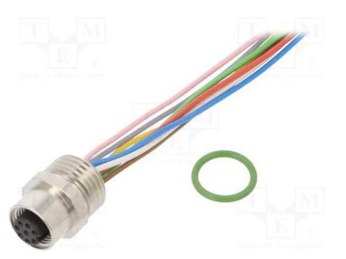 Tomada, M12, Pin: 8, Fêmea, Código A-Devicenet / Canopen, Fios