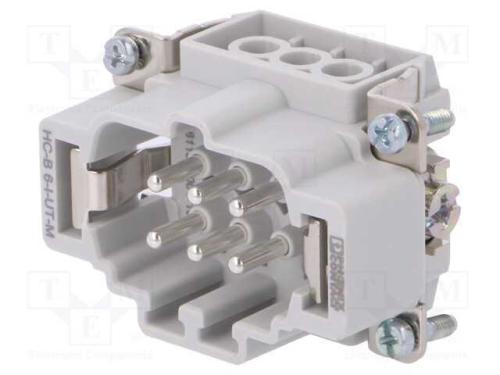Conector: retangulares, macho, 500V, 24A, PIN: 6,.
