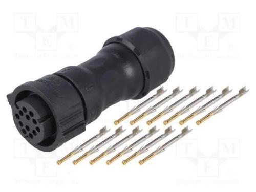Conector: redondos, fêmea, ficha, cerrar, PIN: 12.