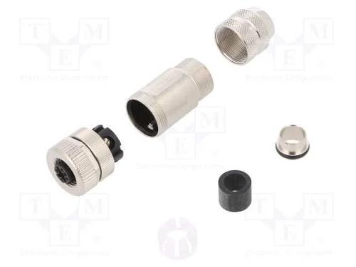 Ficha, M12, Pin: 4, Fêmea, Código D-Ethernet, com Cabo, Simples