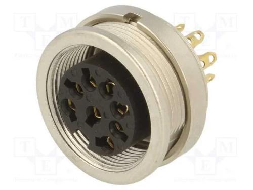Conector: M16, tomada, fêmea, solda, PIN: 8, 5A, .