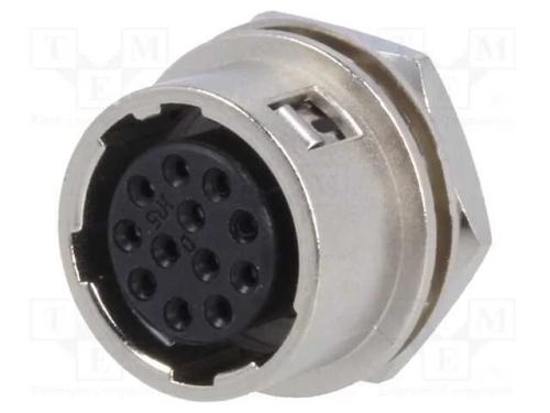 Conector: Redondos, Hr10, Push-Pull, Tomada, 2a, Prateado, Solda