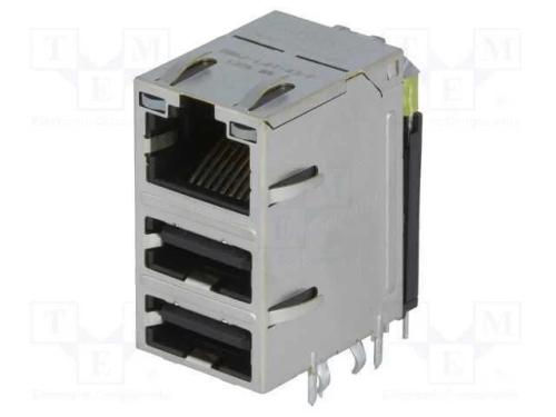 Tomada, RJ45 + USB A, PIN: 8, blindadas,RJ45 + 2x.