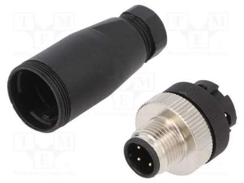 Ficha, M12, Pin: 4, Macho, Código D-Ethernet, com Cabo, Ip65,Ip67