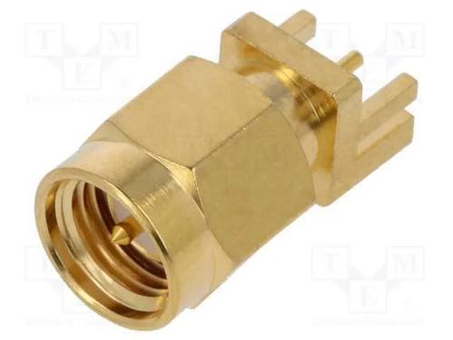 Tomada, SMA, macho, simples, THT, para PCB, PTFE,.