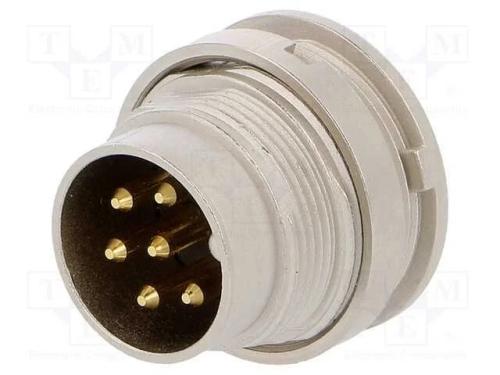 Conector: M16, tomada, macho, solda, PIN: 6, 5A, .
