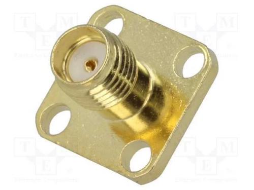 Tomada, SMA, fêmea, simples, solda, dourado
