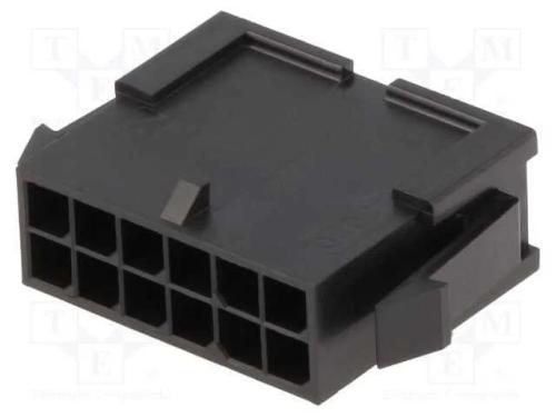 Ficha, Fio-Fio, Macho, Micro-Fit 3.0, 3mm, Pin: 12, Sem Contactos