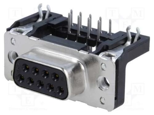D-Sub, PIN: 9, tomada, fêmea, angulares 90, THT, .