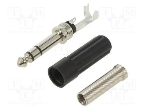 Conector: Jack 6,3mm, ficha, macho, simples, Carc.