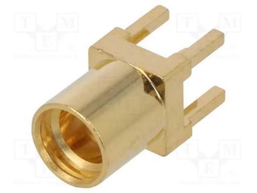 Tomada, MMCX, fêmea, 50O, PTFE, dourado
