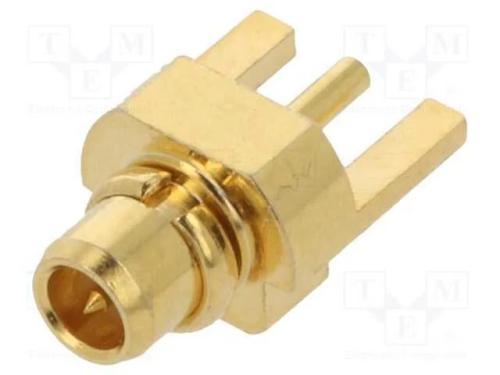 Tomada, MMCX, fêmea, 50O, PTFE, dourado