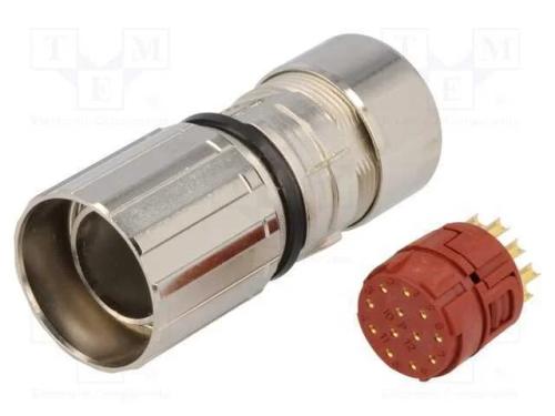 Conector: M23, Ficha, Pin: 12, F&ecirc;mea, Solda, com Cabo, Simples, 7a