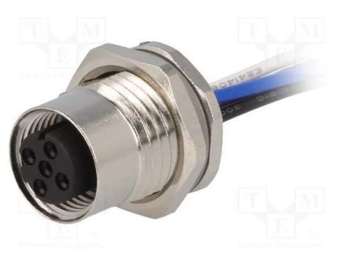 Tomada, M12, Pin: 4, Fêmea, Código D-Ethernet, Fios, Ip67, Simples