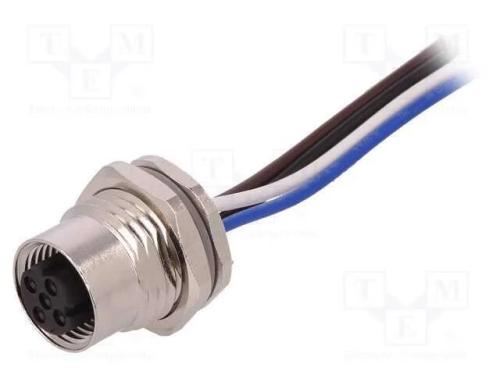 Tomada, M12, Pin: 4, Fêmea, Código D-Ethernet, Fios, Ip67, Simples