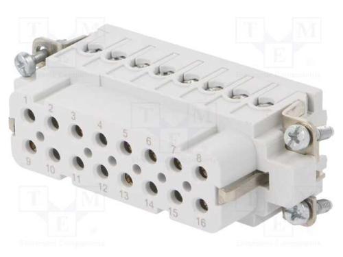 Conector: Hdc, Inserto de Contatos, Fêmea, C146, Pin: 16, 16+Pe
