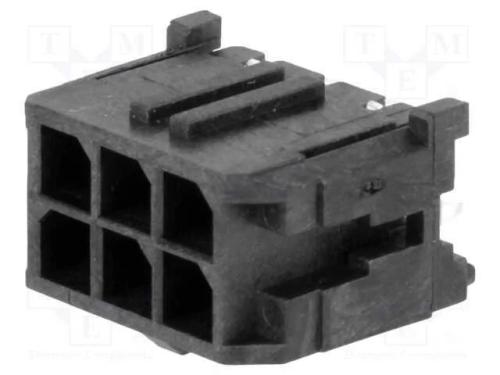 Tomada, Fio-Placa, Macho, Micro-Fit 3.0, 3mm, Pin: 6, Tht, 5a, 600v