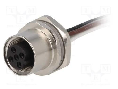 Tomada, M12, Pin: 5, Fêmea, Código B-Profibus, Fios, Ip67, Simples
