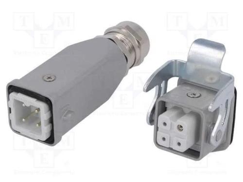 Conector: HDC, macho + fêmea, C146, PIN: 4, 3+PE,.