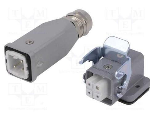 Conector: Hdc, Macho + Fêmea, C146, Pin: 4, 3+Pe, Tamanho A3, M20