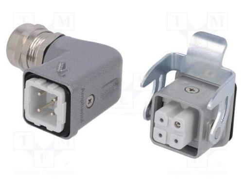 Conector: Hdc, Macho + Fêmea, C146, Pin: 4, 3+Pe, Tamanho A3, M20