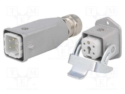 Conector: Hdc, Macho + Fêmea, C146, Pin: 5, 4+Pe, Tamanho A3, M20