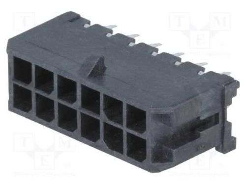 Tomada, Fio-Placa, Macho, Micro-Fit 3.0, 3mm, Pin: 12, Tht, 5a, 600v