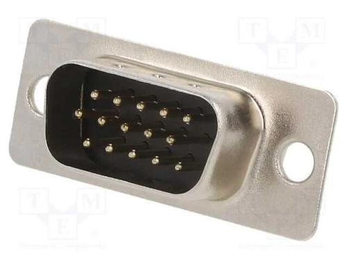 D-Sub, Pin: 15, Ficha, Macho, para Painel, Simples, Solda, 2,5a