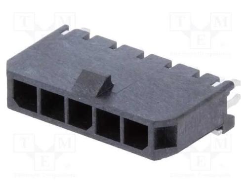 Tomada, Fio-Placa, Macho, Micro-Fit 3.0, 3mm, Pin: 5, Tht, 5a, 600v